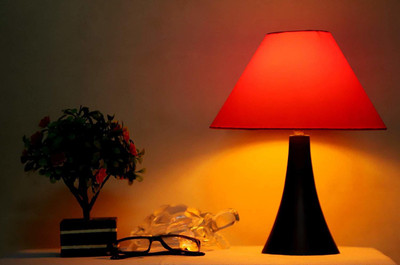 CANDELA Conical Shade Table Lamp (Orange) Table Lamp(25 cm, Orange)