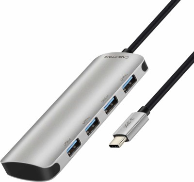 CABLETIME 4 in 1 Adapter Type C to 4 in 1 Adapter 4 USB 3.0 Adapter for Laptops. USB Hub(Silver)