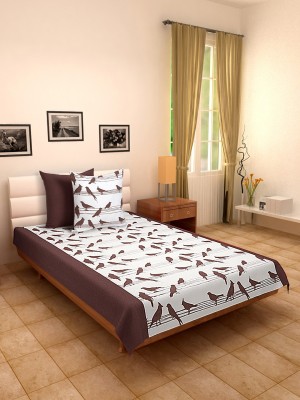 Dekor World 180 TC Cotton Single Animal Flat Bedsheet(Pack of 3, Brown)