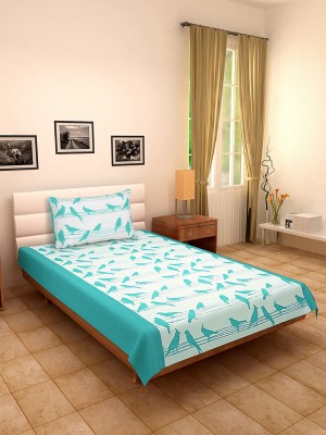 Dekor World 180 TC Cotton Single Animal Flat Bedsheet(Pack of 2, Aqua)