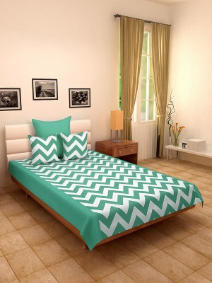 Dekor World 180 TC Cotton Single Abstract Flat Bedsheet(Pack of 4, Aqua)