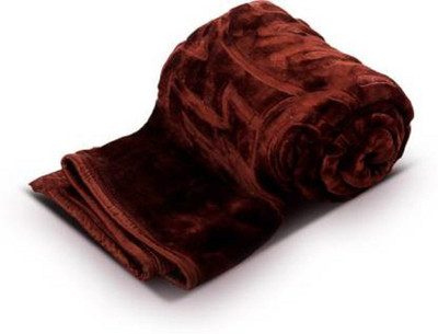 SIMAM Self Design Double Mink Blanket for  Mild Winter(Polyester, Brown)