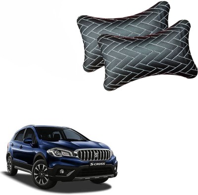 AdroitZ Black Leatherite Car Pillow Cushion for Maruti Suzuki(Rectangular, Pack of 2)