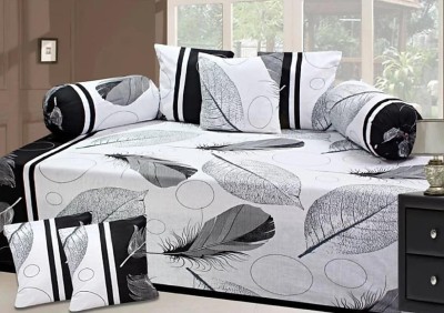 hargunz Polycotton Abstract Diwan Set(White, Black)