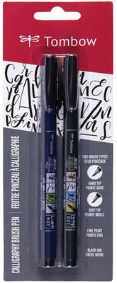 Tombow Tombow Fudenosuke Brush Pen 2 Pens Set Calligraphy(Ink Color - Black)
