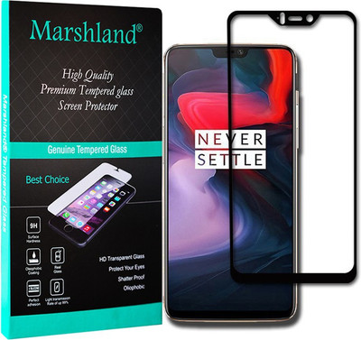 MARSHLAND Tempered Glass Guard for Tempered Glass (Black), Edge to Edge Smooth, OnePlus 6, Anti Scratch Bubble Free, 6D Full Glue Screen Protector(Pack of 1)