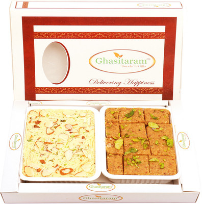 Ghasitaram Gifts Mithai-Besan Barfi and Soan Papdi Hamper Box(2 x 200 g)