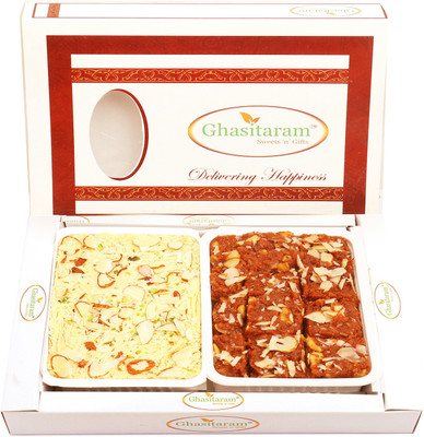 Ghasitaram Gifts Mithai-Dodha Barfi and Soan Papdi Hamper Box(2 x 200 g)