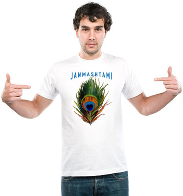UDNAG Printed Men Round Neck White T-Shirt