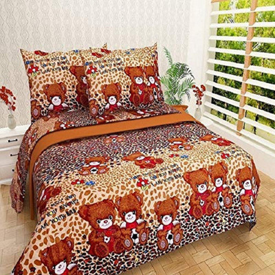 pitit custon 150 TC Polycotton Double Printed Flat Bedsheet(Pack of 1, Brown)