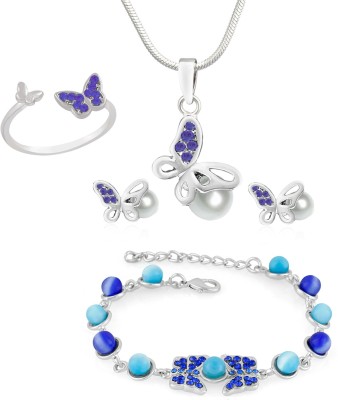 mahi Alloy Rhodium Multicolor Jewellery Set(Pack of 1)