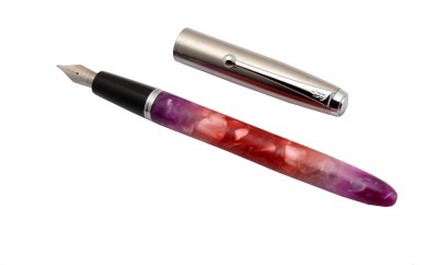 Ledos Jinhao 51A Acrylic Celluloid Fine Nib, Stainless Steel Cap Red & Purple Fountain Pen(Multicolor)