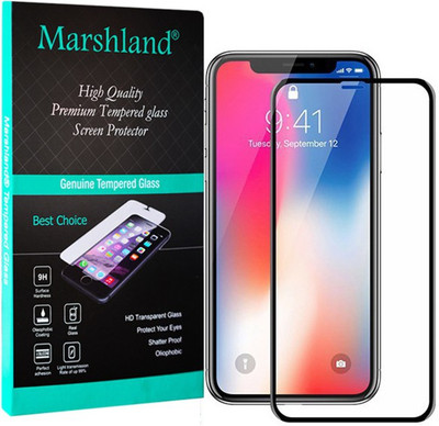 MARSHLAND Edge To Edge Tempered Glass for Apple iPhone XS Max, 9H Hardness 6D Curved, Full Screen Coverage Air Bubble Proof, Scratch Resistant, Black(Pack of 1)