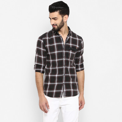 mufti-men-checkered-casual-brown-shirt-6