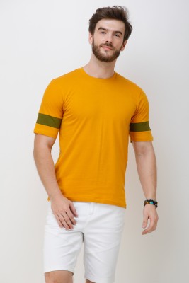 Wrath Colorblock Men Round Neck Yellow T-Shirt