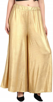 SriSaras Flared Women Gold Trousers