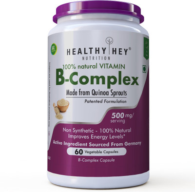 HealthyHey Nutrition 100% Natural Vitamin B-Complex - Made from Quinoa Sprout | No Chemical(60 No)