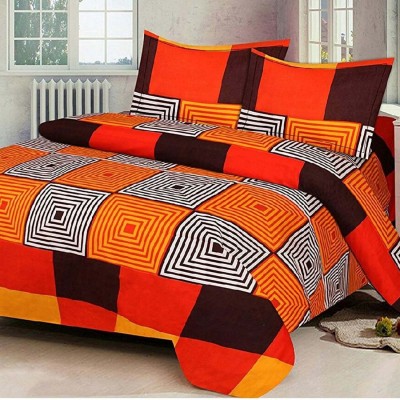 Home Trendz 160 TC Polycotton Double Printed Flat Bedsheet(Pack of 1, Multicolor)
