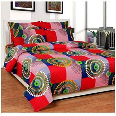pitit custon 150 TC Polycotton Double Printed Flat Bedsheet(Pack of 1, Pink)