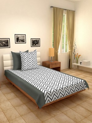 Dekor World 180 TC Cotton Single Abstract Flat Bedsheet(Pack of 3, Grey)