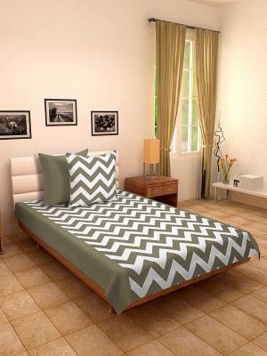 Dekor World 180 TC Cotton Single Abstract Flat Bedsheet(Pack of 3, Grey)