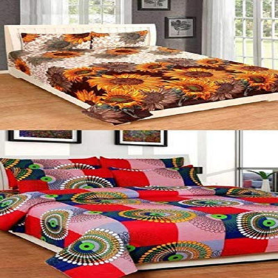 pitit custon 150 TC Polycotton Double Printed Flat Bedsheet(Pack of 2, Pink)