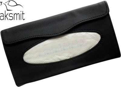 aksmit Luxury PU Leather Tissue Box - Rectangular Vehicle Tissue Dispenser(Black)