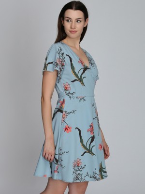 DODO & MOA Women Fit and Flare Blue Dress