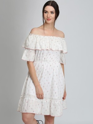DODO & MOA Women Fit and Flare White Dress