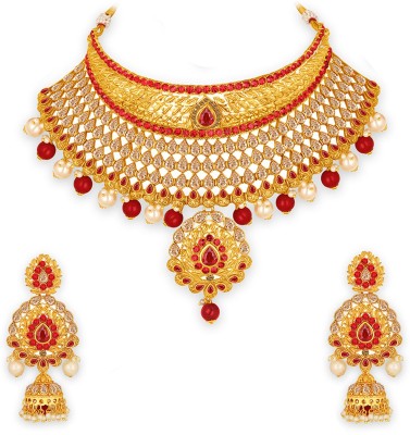 SPARGZ Alloy Gold-plated Gold, Red, White Jewellery Set(Pack of 1)