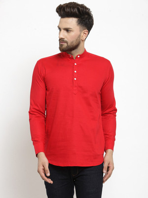 A-Okay Men Solid Straight Kurta(Red)