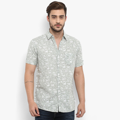 mufti-men-printed-casual-green-shirt