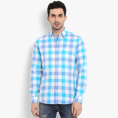 mufti-men-checkered-casual-purple-light-blue-white-shirt