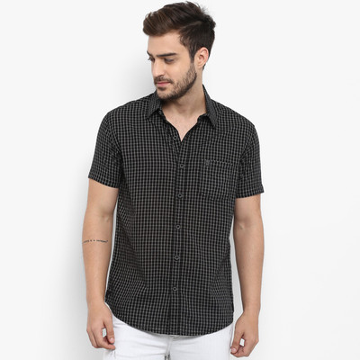 mufti-men-checkered-casual-black-shirt
