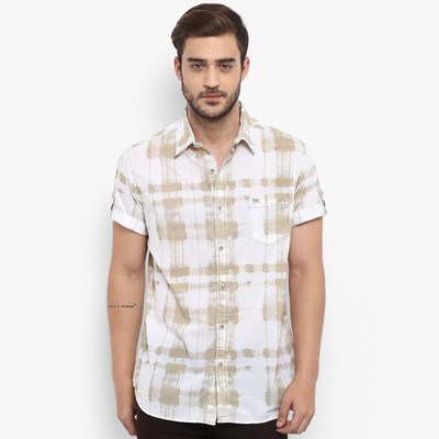 mufti-men-printed-casual-white-brown-shirt