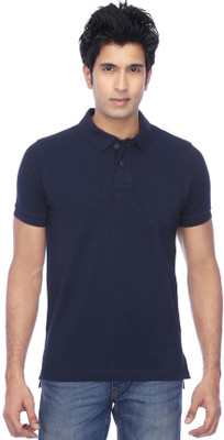 Concepts Solid Men Polo Neck Dark Blue T-Shirt