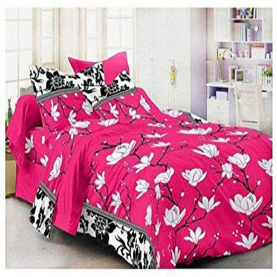 pitit custon 150 TC Polycotton Double Printed Flat Bedsheet(Pack of 1, Pink)