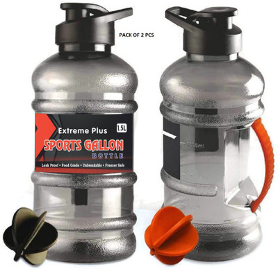 Extreme Plus 1500 ml Plastic Shaker(Pack of 2, Black, Orange)