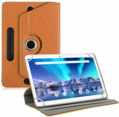 TGK Flip Cover for Lava Magnum-XL 10.1 inch Tablet Rotating Leather Case(Orange, Shock Proof)