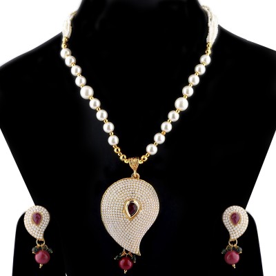 SILVER SHINE Alloy White, Gold, Maroon Jewellery Set(Pack of 1)