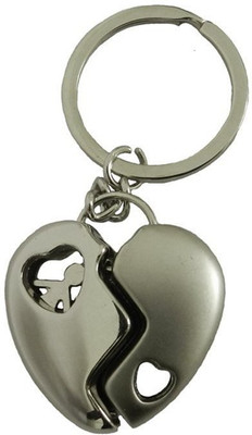BORING Broken Heart inside Couple Metal keyring Key Chain