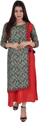 Sanda Women Printed Straight Kurta(Maroon)