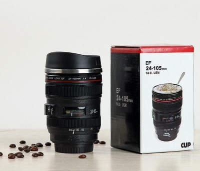 Misaki stylish camera lens mug rt2 Plastic, Stainless Steel Coffee Mug(400 ml)