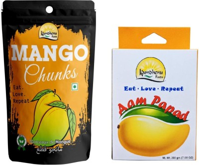 Kamdhenu Foods Dried Fruit Mango Chunks and Aam Papad (Mango Fruit) Healthy Snacks Combo Pack (Pack of 2) Mango, Mango(2 x 150 g)