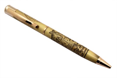 Ledos Legendary Lord Dancing Ganesh & OM Engraved Special Edition Crystal Head Antique Look. Ball Pen(Blue)