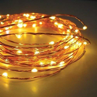 SAVID 50 LEDs 5 m Yellow Flickering Water Drop Rice Lights(Pack of 2)