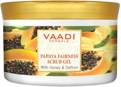 VAADI HERBALS Papaya Fairness Scrub Gel With Honey & Saffron Scrub(500 g)