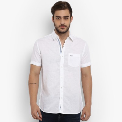 Mufti Men Solid Casual White Shirt