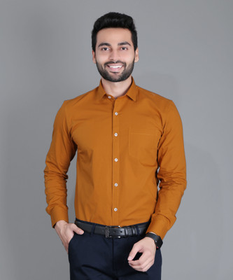 5TH ANFOLD Men Solid Formal Brown Shirt
