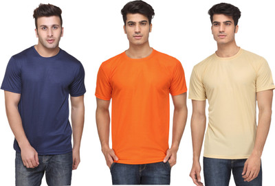 FUNKY GUYS Solid Men Round Neck Multicolor T-Shirt